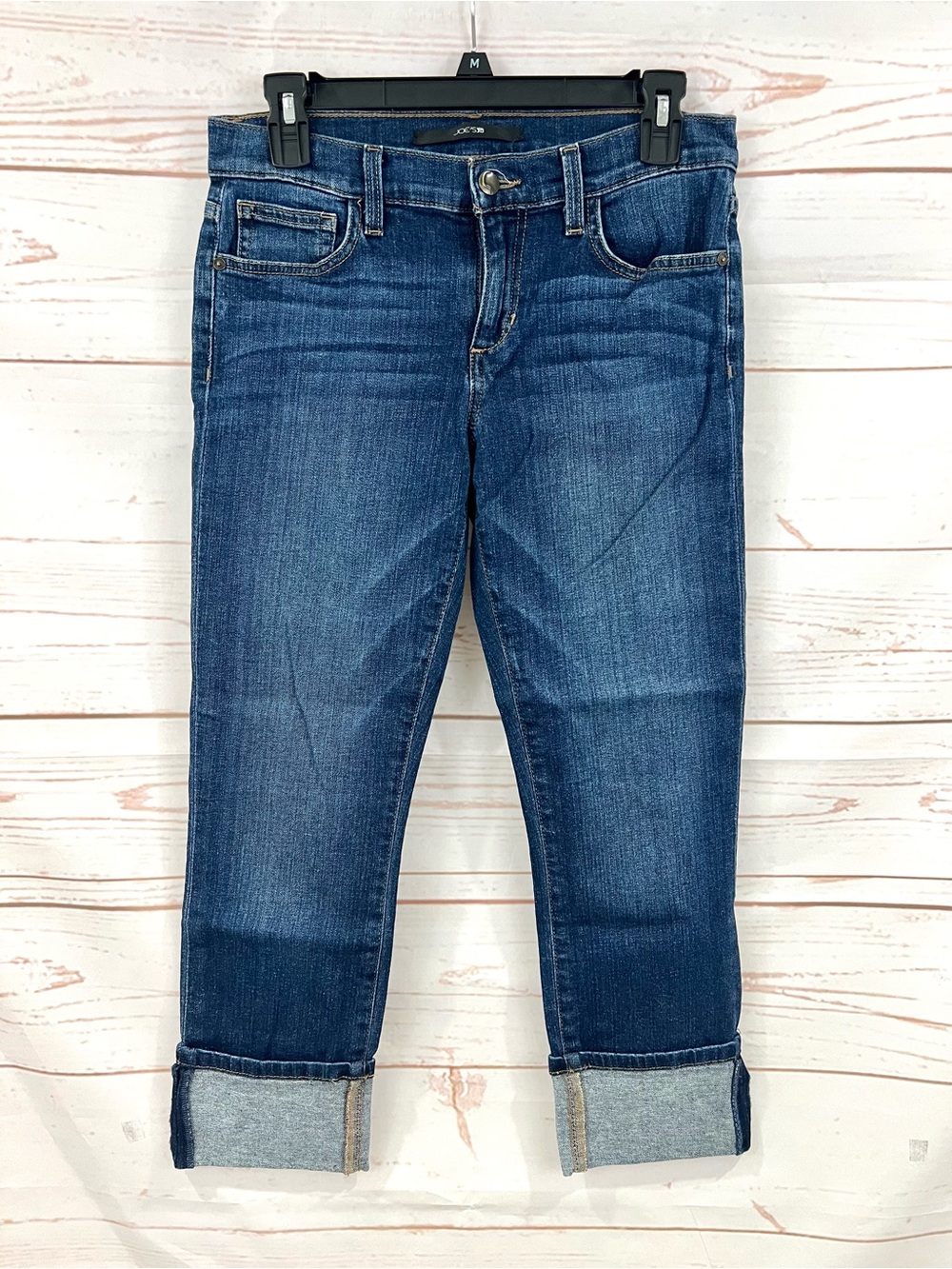 Joes Jeans Rolled Cuffed Hem Crop Skinny Jeans Lexington Medium Wash 27